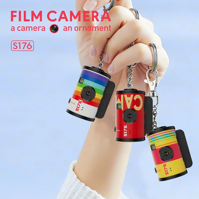 High‑Definition Mini Thumb Camera Retro CCD Small Pocket Digital Camera Personalized Custom Camera Film Roll Keychain for Gifts