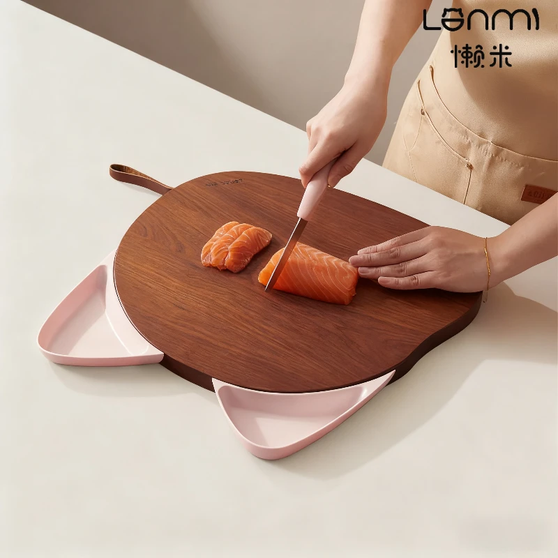 

LANMI Cat Ear Cutting Board Chopping Board Cutting Board Solid Wood Cutting Board Chopping Board Ebony Kitchen Cut and Match