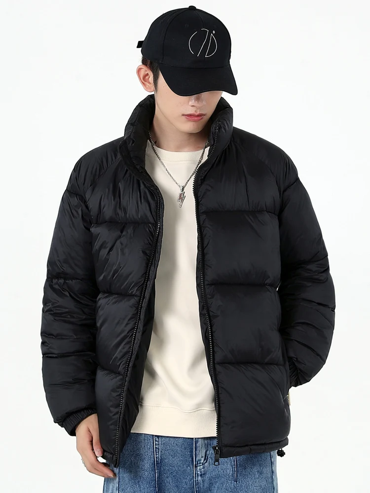 Winter Men\'s Parkas Korean Fashion Stand Collar Thick Warm Puffer Jacket Casual Windbreaker Solid Color Thermal Padded Coat