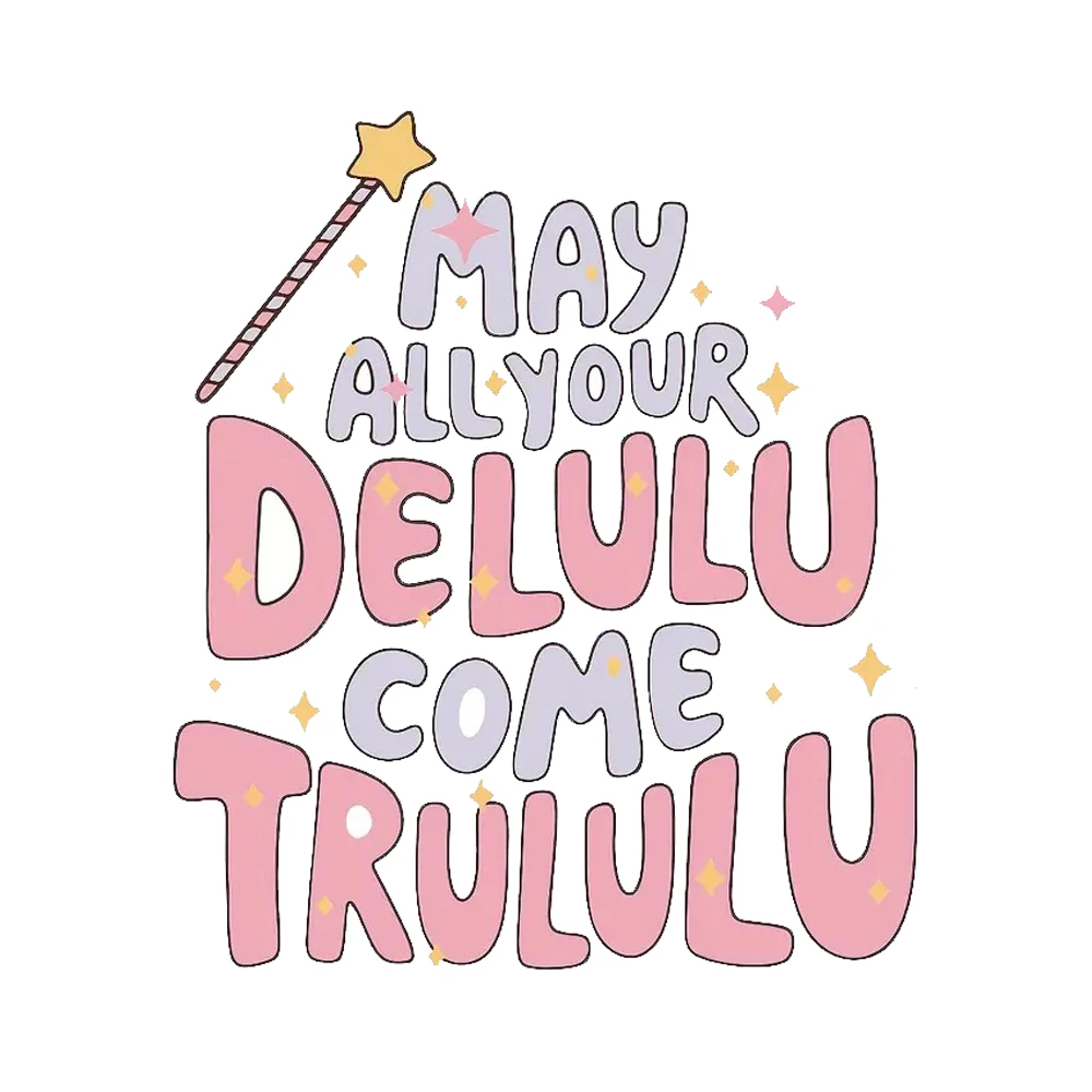 May All Your Delulu Come Trululu Funny Stickers, Sarcastic Die-Cut Vinyl Stickers, Humorous Weatherproof Stickers for Car