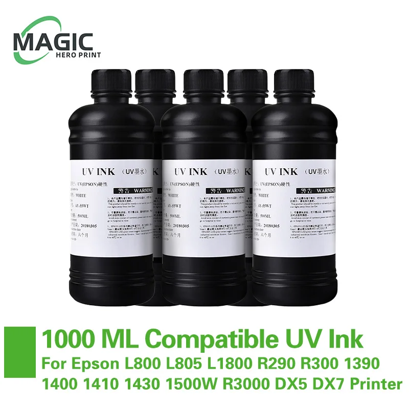 NEW 1000ml Bottle LED UV ink UV Gloss Ink For Epson L1800 1390 1410 R280 R330 UV Varnish For All UV Inkjet Printhead