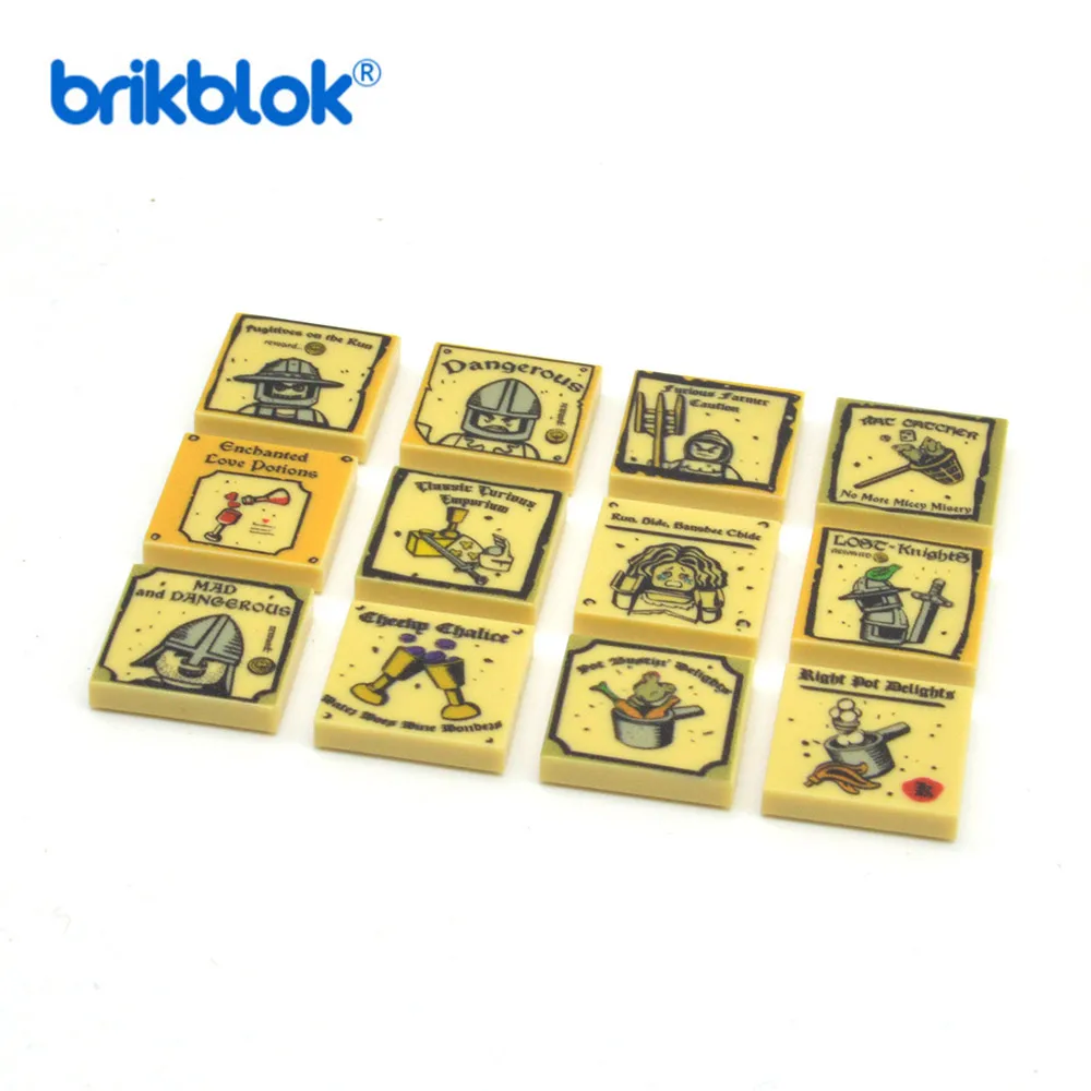 Medieval Printed Tiles Sets Building Block Toys Middle Ages Themes Knight 2x2 2x3