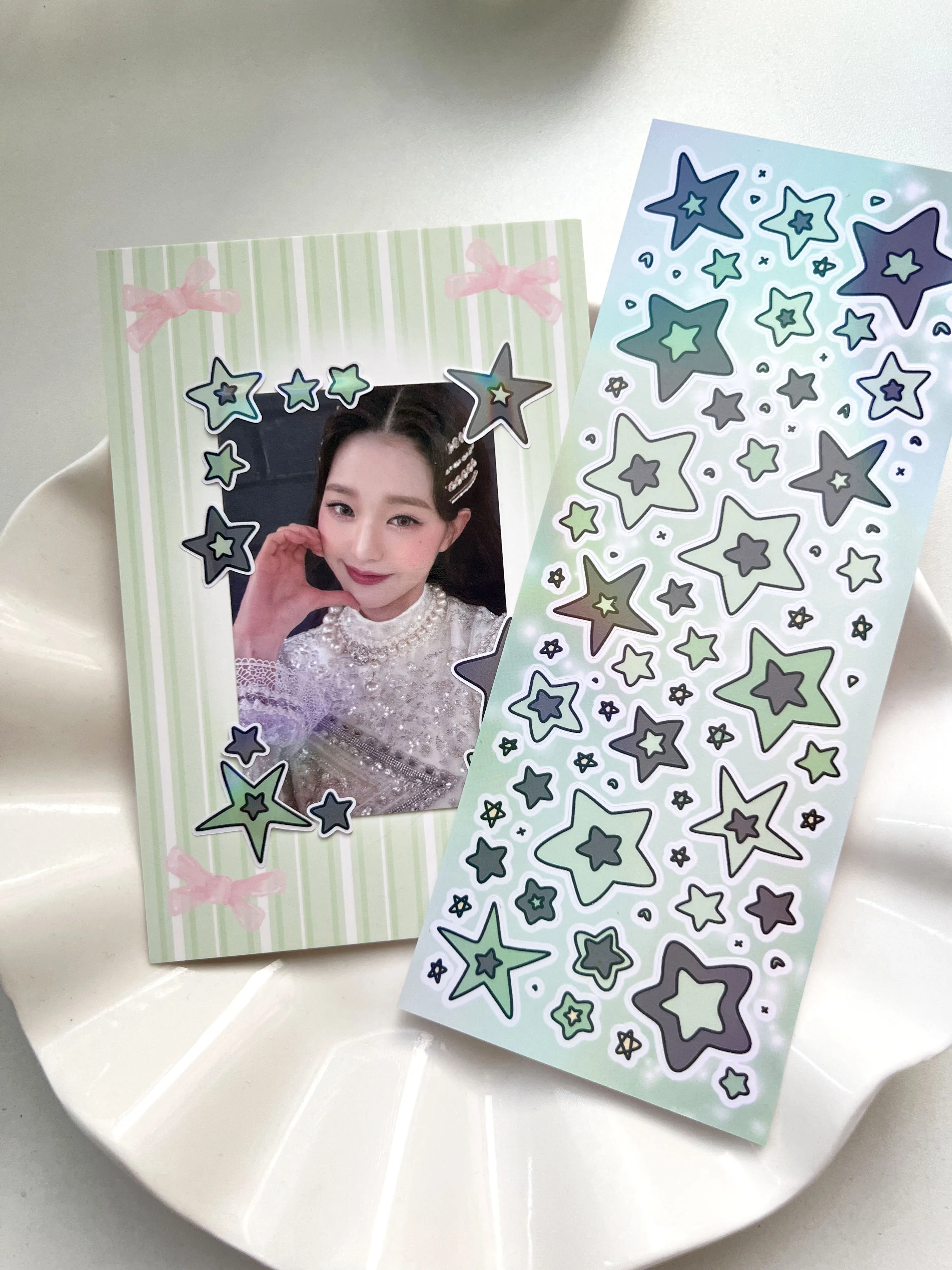 1 Pc Cute Colorful Star Pattern Stickers Korean Style Toploader Deco DIY Scrapbooking Kpop Idol Photo Card Stickers Supplies