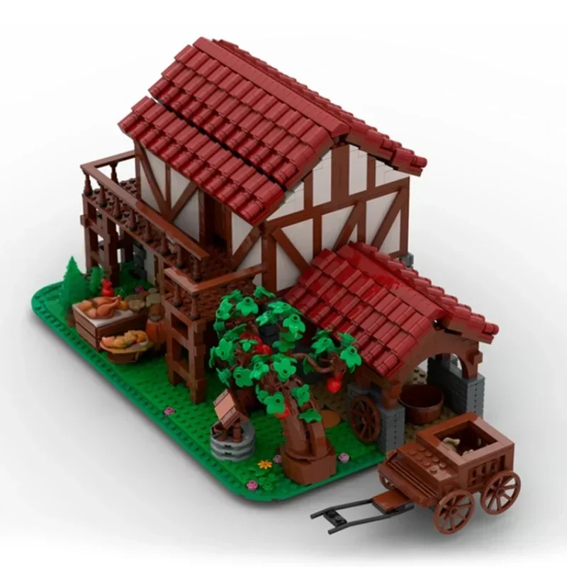 Bloques de diorama de pueblo de especias, bloques de casa medieval, escena moc, taberna, edificio urbano estable, juguete para regalo, arquitectura, producto de decoración