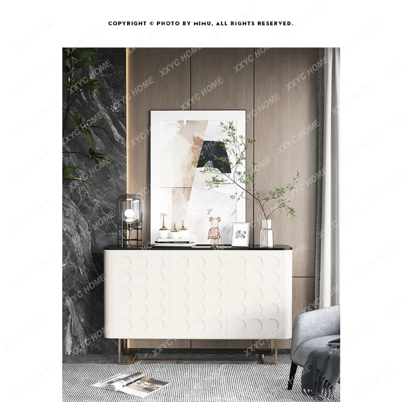 JY12Multi-Layer Shoe Cabinet Home Entrance Integrated Wall Stone Plate Solid Wood Side Cabinet