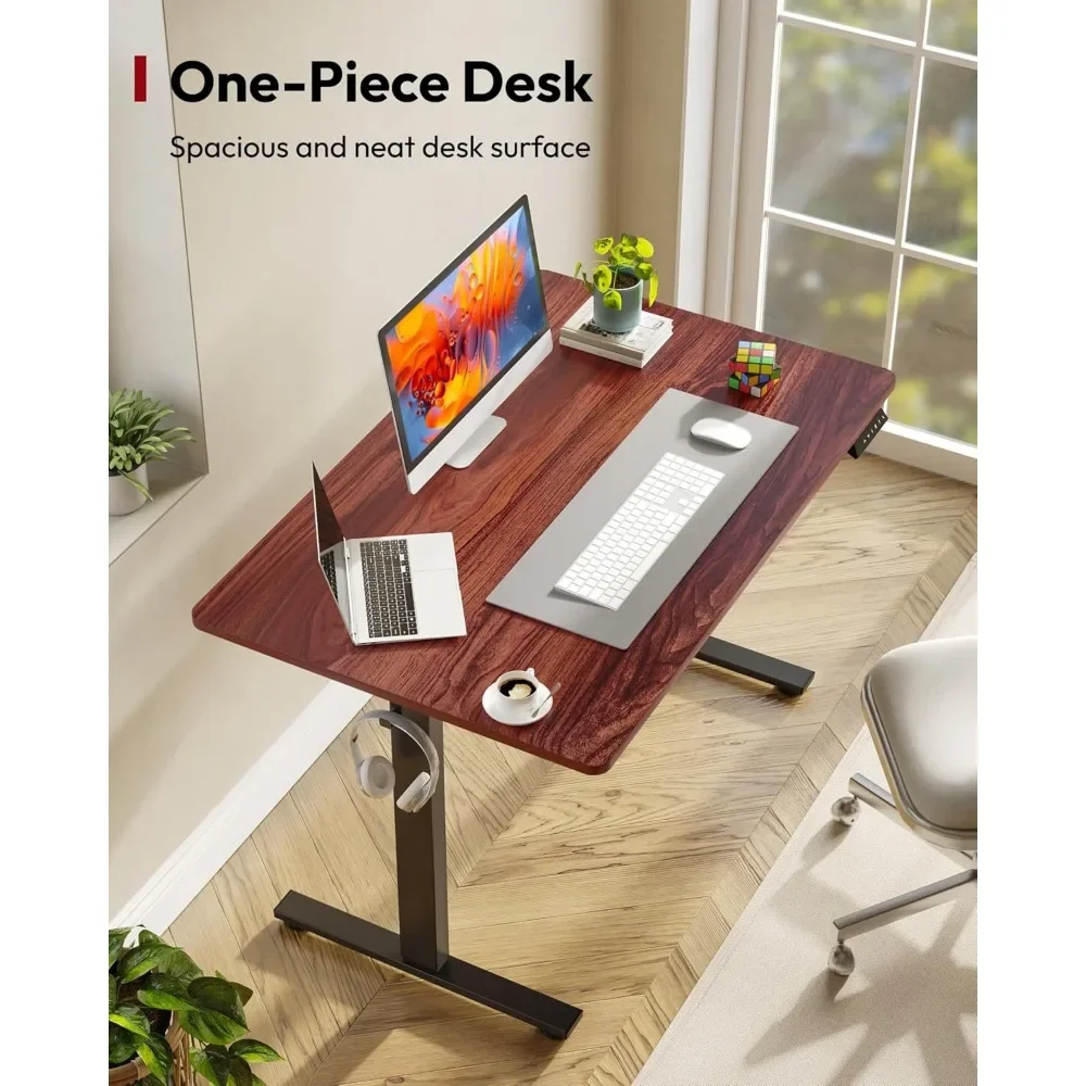 Height Adjustable Electric Standing Desk 48x30 Inches with 6-Button Controller, Ergonomic and Whole-Piece Desktop for Comfortabl