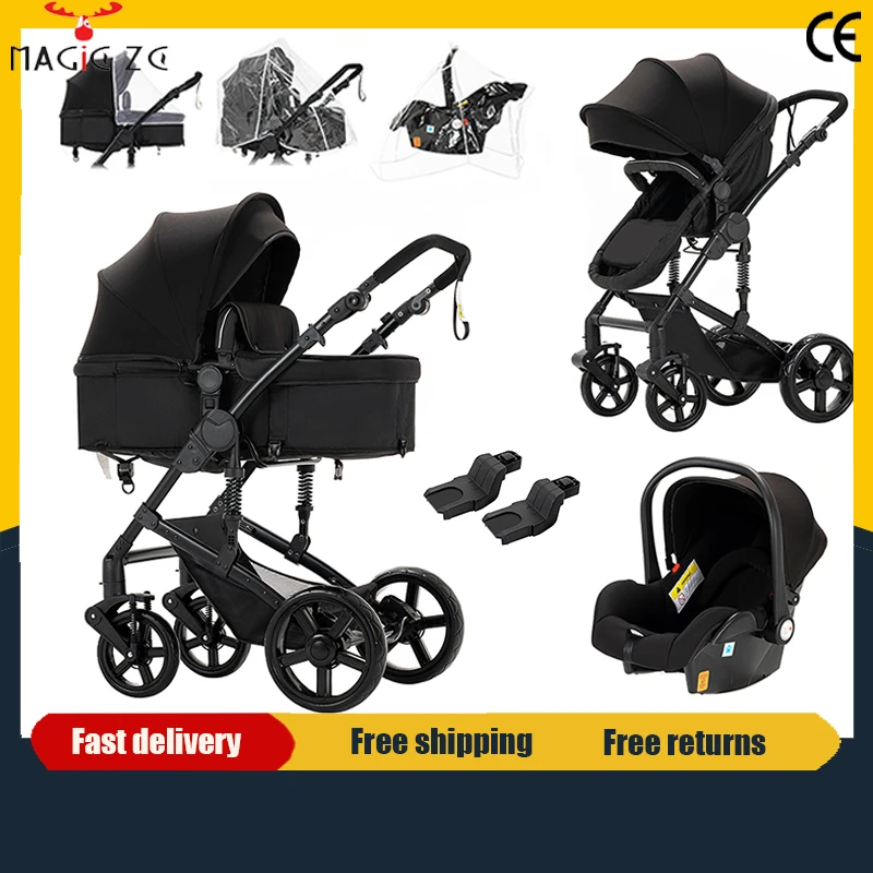 Poussette multifonctionnelle portable 3-en-1 avec siège auto, système de voyage bidirectionnel, chariot pour nouveau-né, nouveau modèle