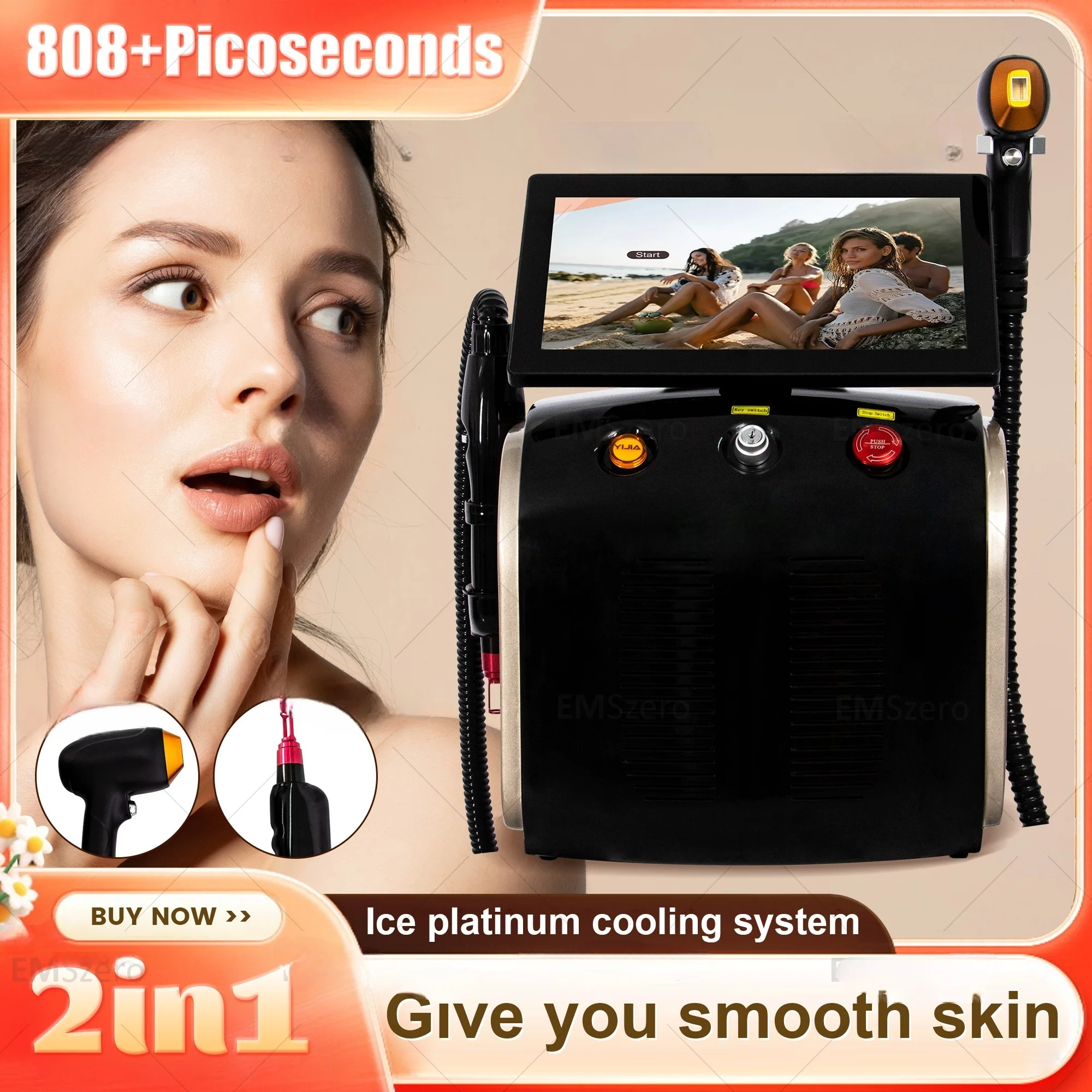 

Picoseconds+808Diode LaserHair Removal 2-in-1 Machine New Upgrade Remove Tattoo Pigment Permanent Hair Removal Ultra High Energy