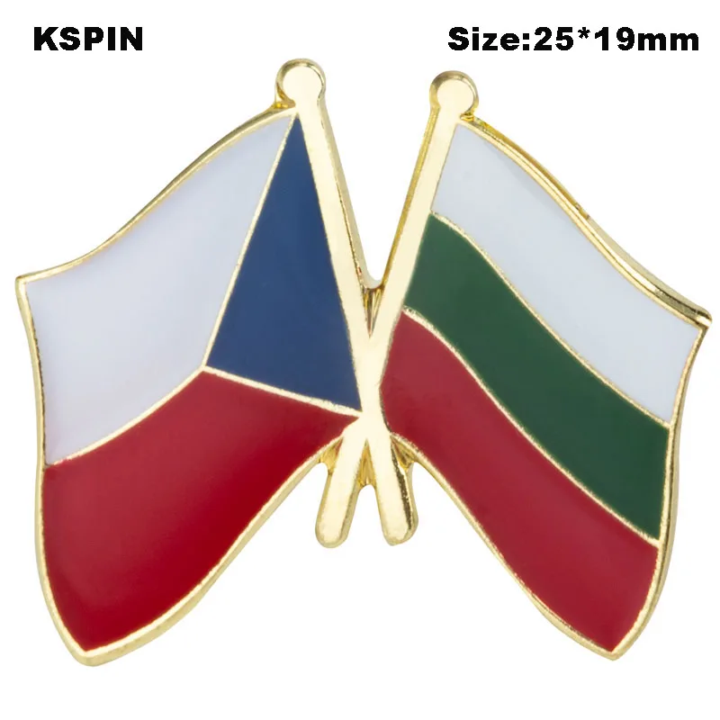 Czech & Bulgaria  Friendship  Flag Badge Brooch Natinal Lapel Pins Flag Lapel Pins Country Flag Badge  XY1277