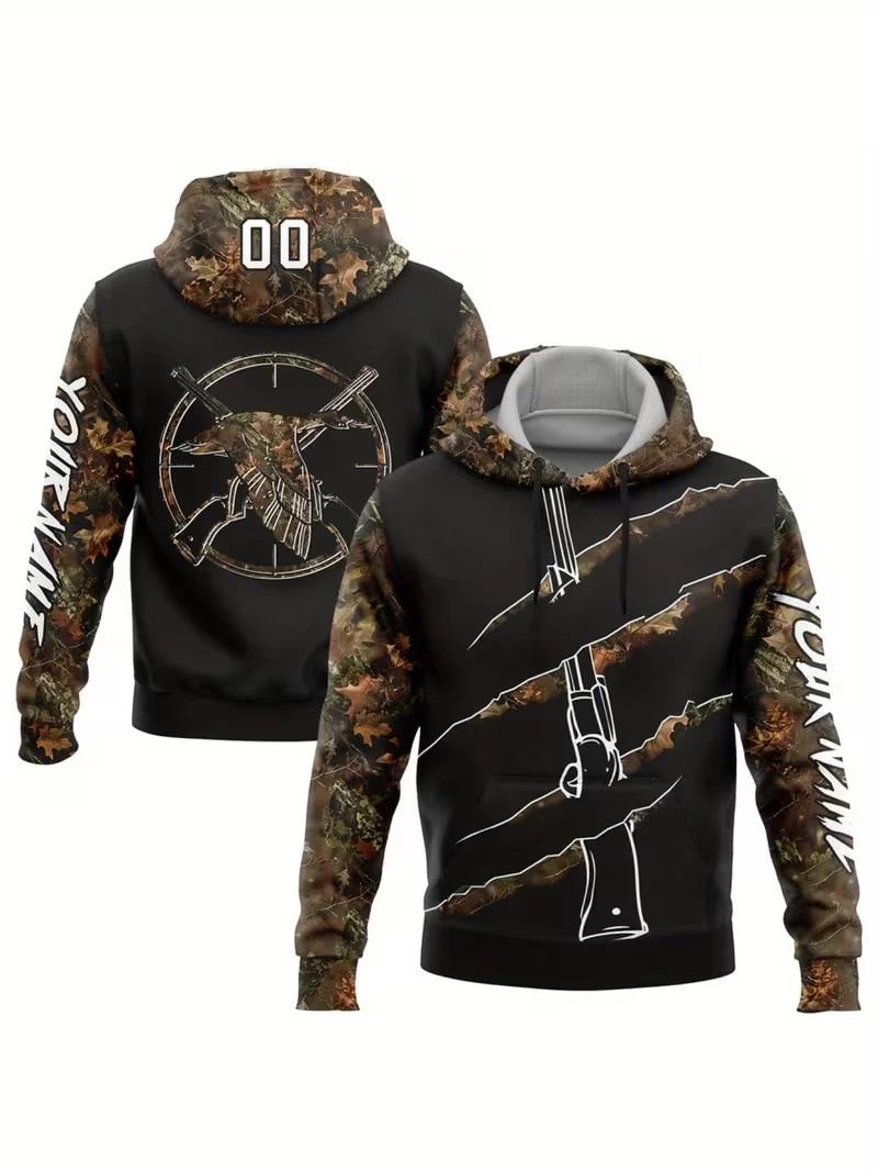 Customized Name Number 3D Printed Hunting Hoodie American Vintage Forest Hunter Hoodie Autumn/Winter Men's Pullover Tracksuits