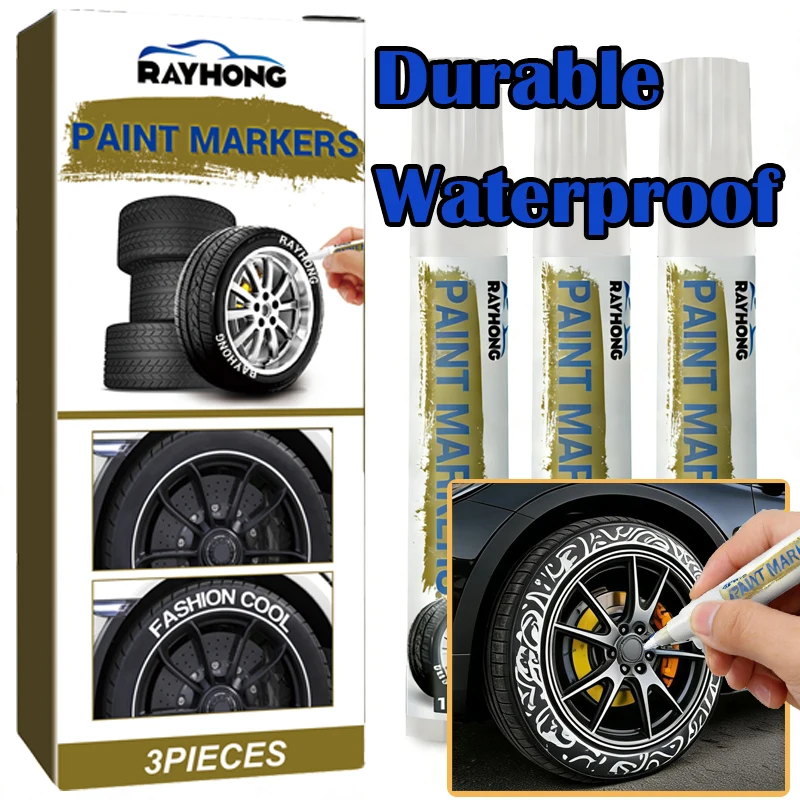 White Waterproof Cars Wheel Tire Oily Mark Pen Auto Rubber Tyre Paint Pen Cd Metal Permanent Paint Marker Graffiti Touch Up