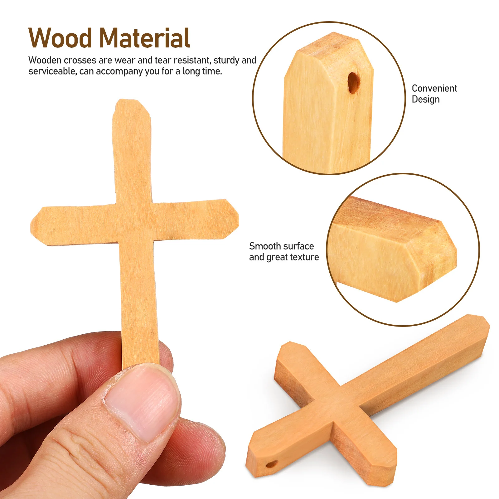 

2Pcs Olive Wood Cross Small Wooden Handheld Christian Prayer Cross Baptism Gifts Religious Decor Palm Wooden Crosses