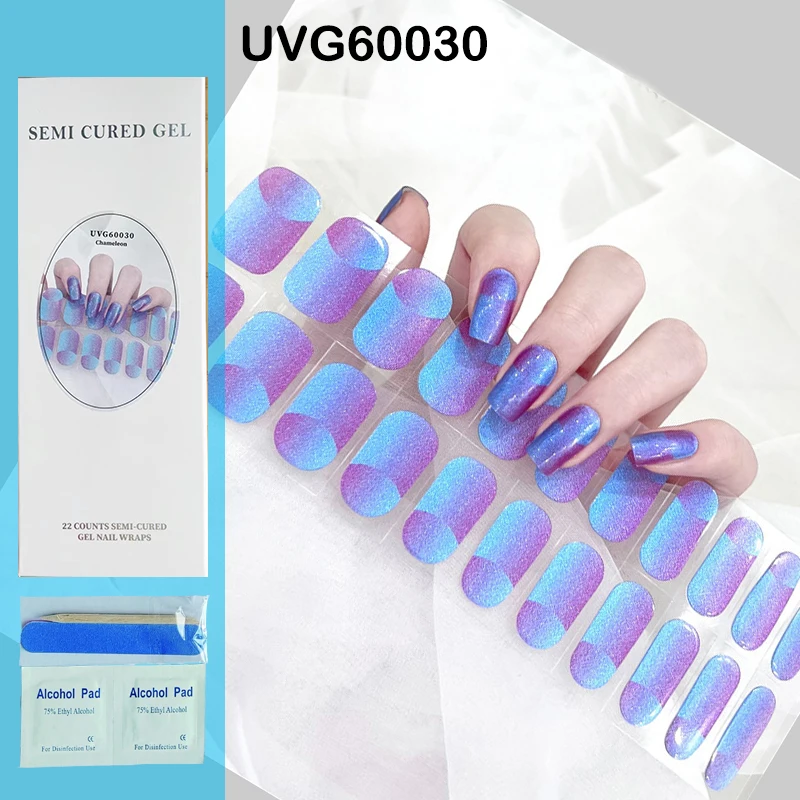 Semi Cured Gel Nail Polish Strips Full UV/LED Lamp Requirel Wraps Fingertip Artist Self-Ashesive Girl Beauty Nails Art Sticker