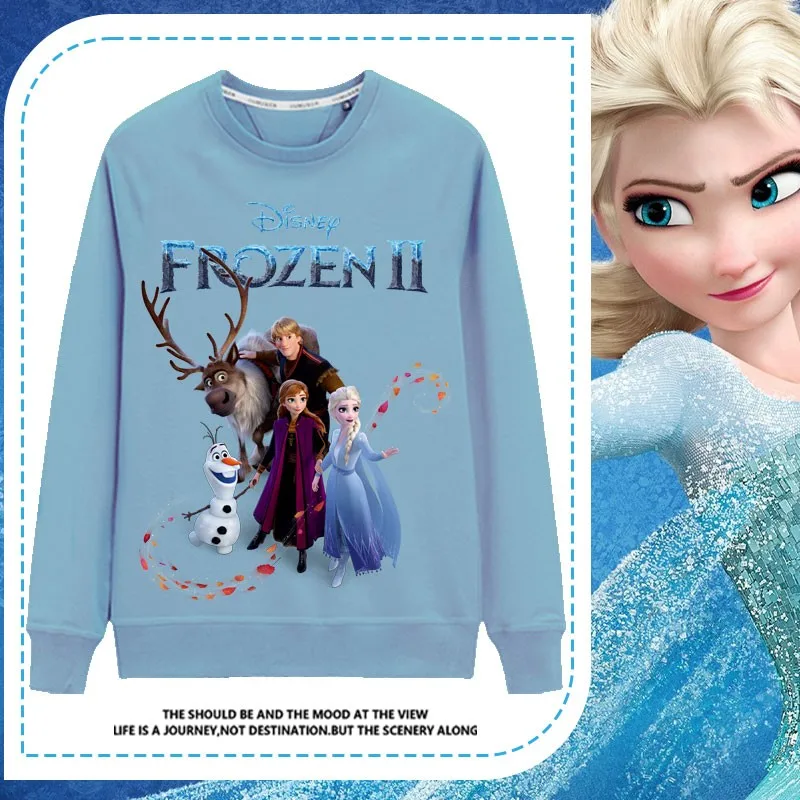 Ice And Snow Co-branded Long Sleeve T-shirt Women Two Yuan Elsa Animation Peripheral T-shirt Children Cartoon Autumn Clothes