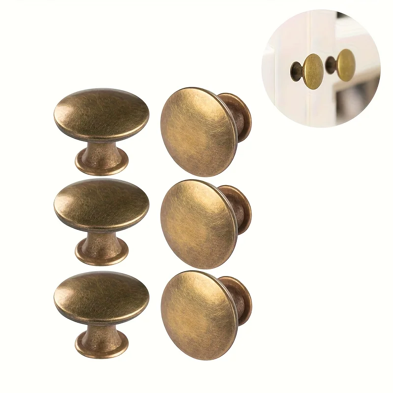 6-piece brass round antique brass kitchen cabinet knob cabinet door handle drawer handle dresser knob with screws door hardware