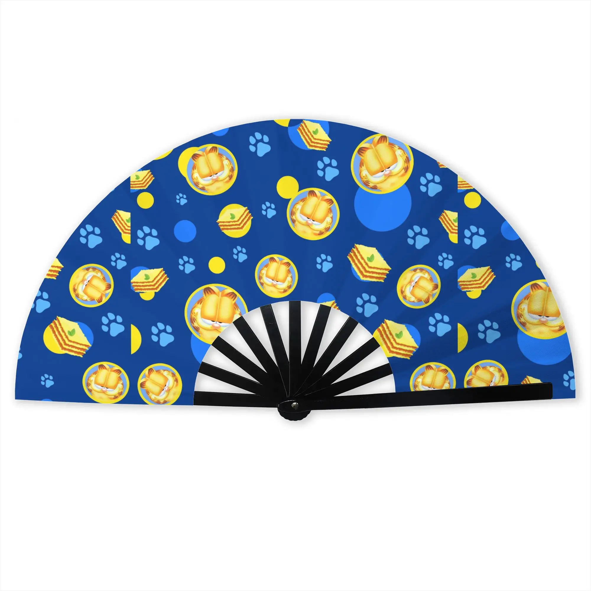 Customized Cat-Comic Hot Anime Portable Pocket Fan Outdoor  Polyester Folding Fan Chinese Dance Handheld Cooling Fans