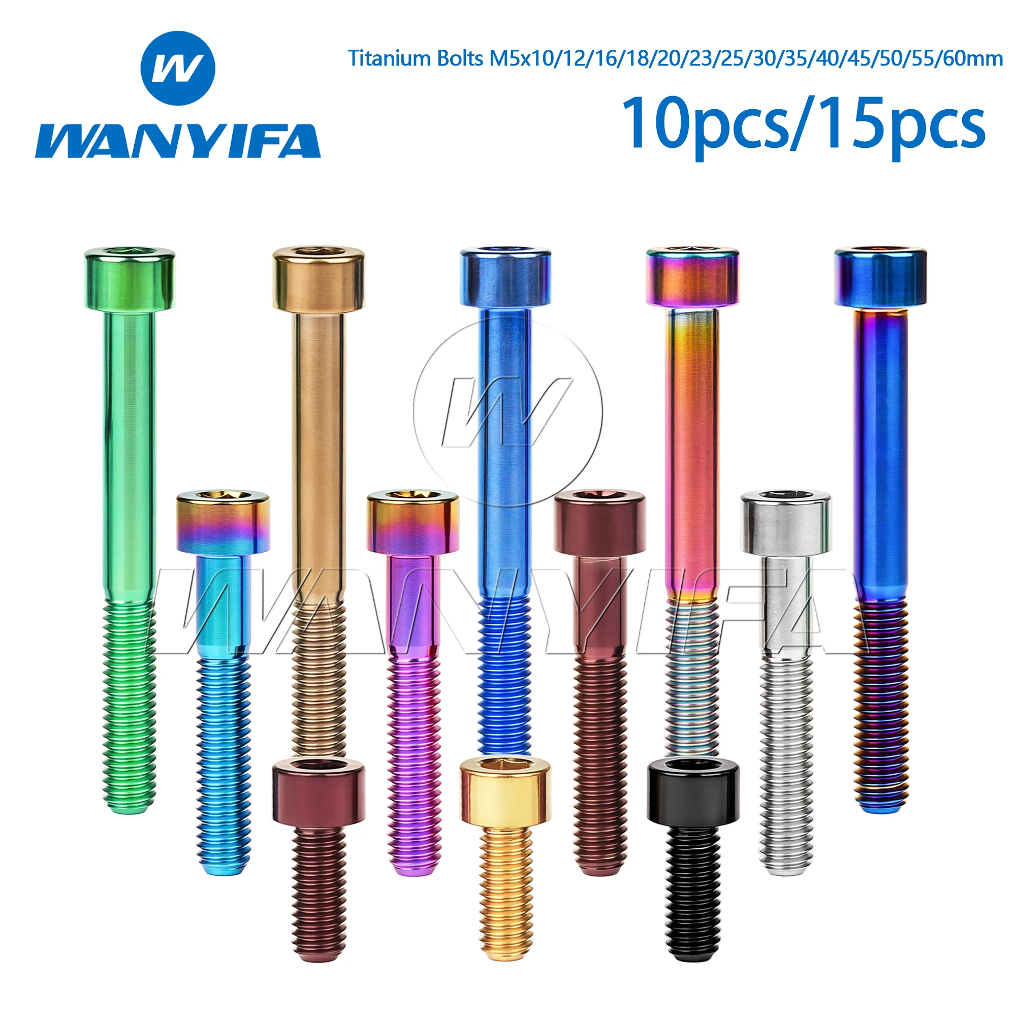 Wanyifa Titanium M5 Hex Head Bolts for Bicycle Seatpost & Brake 10-60mm Variable Lengths  10/15pcs