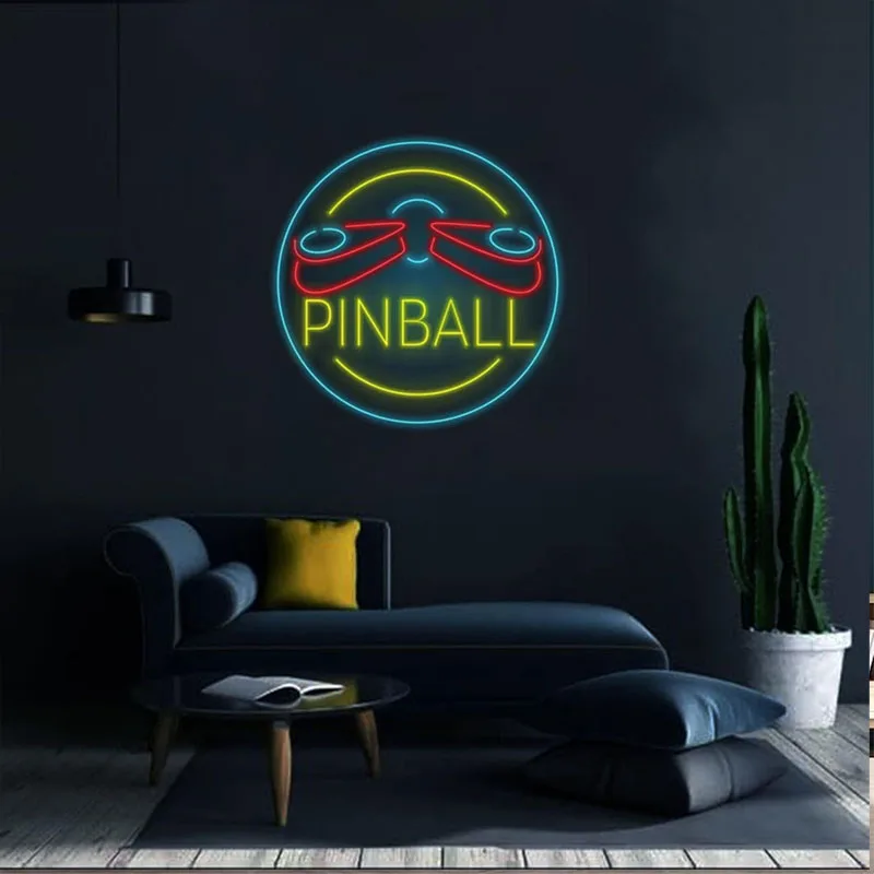 Pinball Neon Sign, Custom Neon Sign, Game Led Sign Pinball Lovers, Wall Decor, Arcade Neon Sign, Game Room Decor, Man Cave Sign