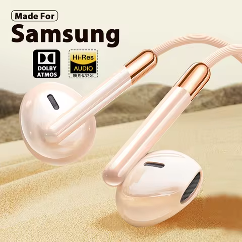 Type-C 3.5mm Jack Wired Headphones With Microphone For Samsung Galaxy S25 S24 S23 S22 S21 Ultra Note 20 10 USB-C Wired Earphones