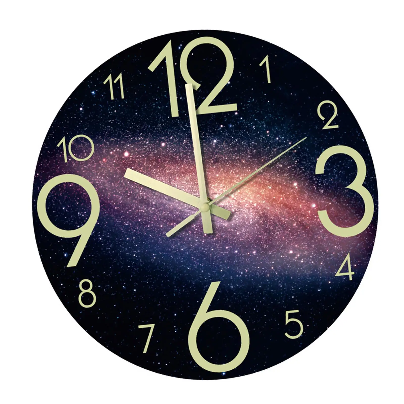 Glow in the Dark Wall Clock Large 12 Inch Modern Design Luminous Numbers and Hands Quartz Silent Sweep for Living Room Home