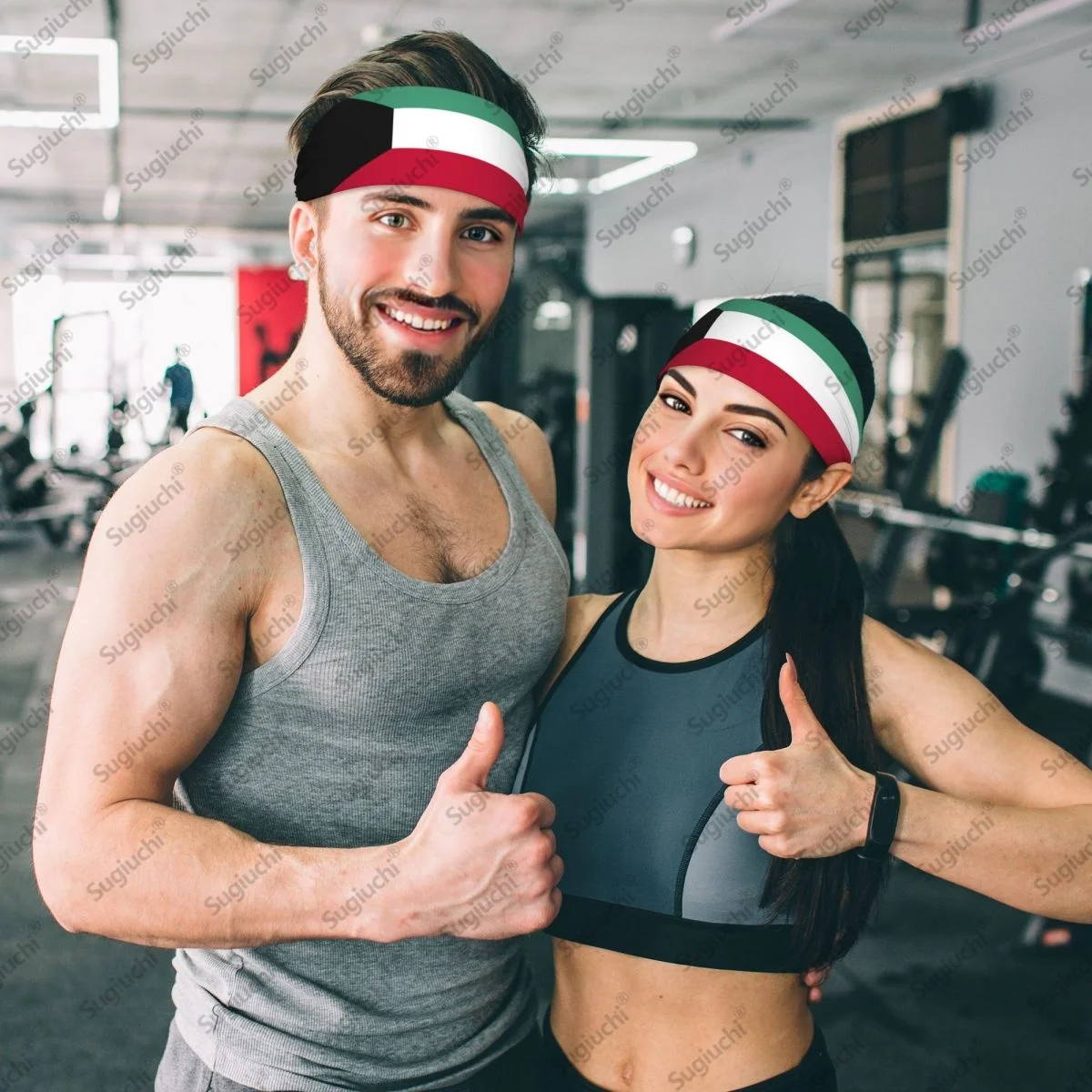 

2025 Kuwait Flag Sweatband Women Men Moisture Wicking Syriac Aram Gym Headband for Cycling Yoga