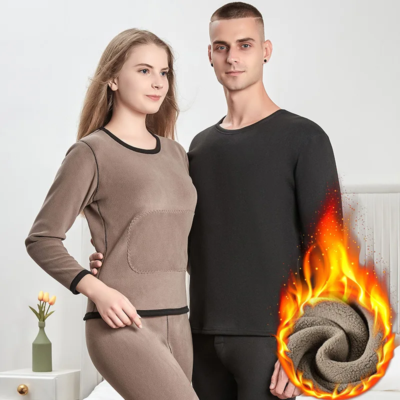 Thermal Underwear Set Winter Autumn Clothes Trousers Plus Velvet Thickening Men Women Warm Inner Wear Couples Suit Large Size