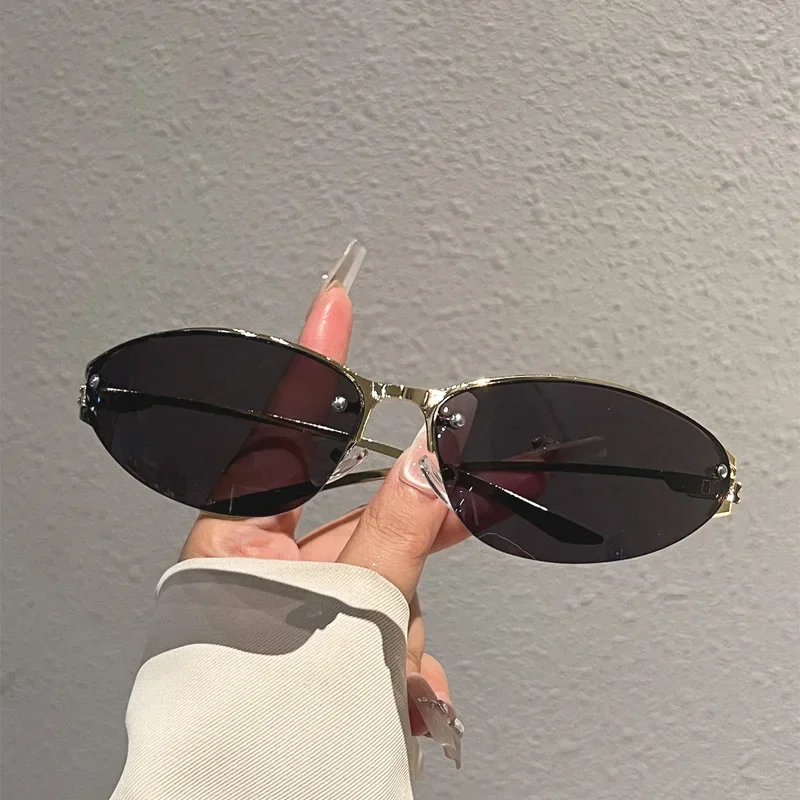 Neue Y2K Girl Technologie Mode Sonnenbrille Metall Cat-Eye Sonnenbrille für Frauen Trendige Marken-Brille für Männer Outdoor-Reise-Brillen – Detail 6
