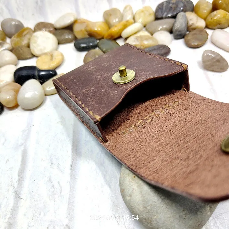 Blongk Leather Folding Glasses Box Belt Pack Cowhide Hand-made Foldable Glasses Case Small Waist Bag Men Women PD-ZD