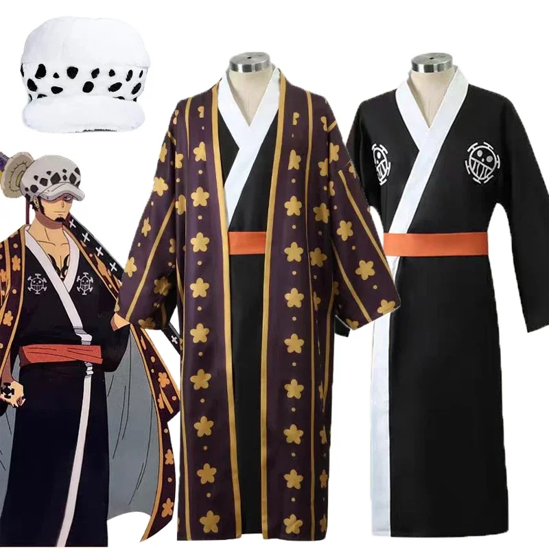 Trafalgar Law Cosplay Costume Anime Wano Country Law Kimono Uniform Full Set Man Halloween Carnival Party Costume