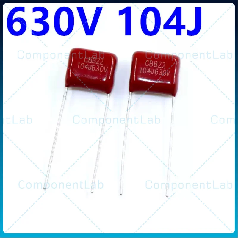 50-200pcs CBB Capacitor Film Capacitor 630V 104J 0.1μF Lead Spacing 10MM