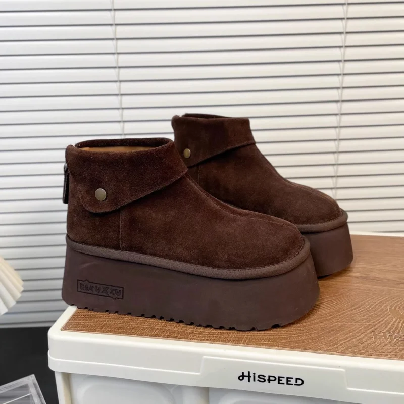 

2025 Fall Winter Women's Platform Snow Boots, Retro Chunky Sole Ankle Booties, Lightweight Non-Slip Fashion Casual Shoes