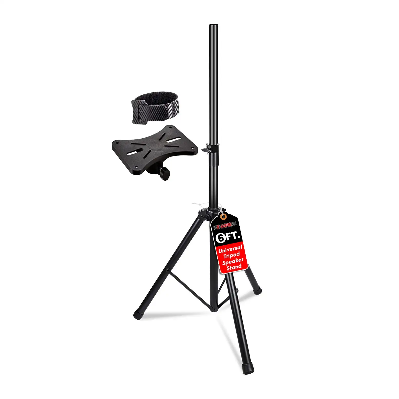5 Core Speaker Stand Tripod Tall Adjustable 72 Inch DJ Pole Mount Studio Monitor Stands SS HD 1PK BLK WOB