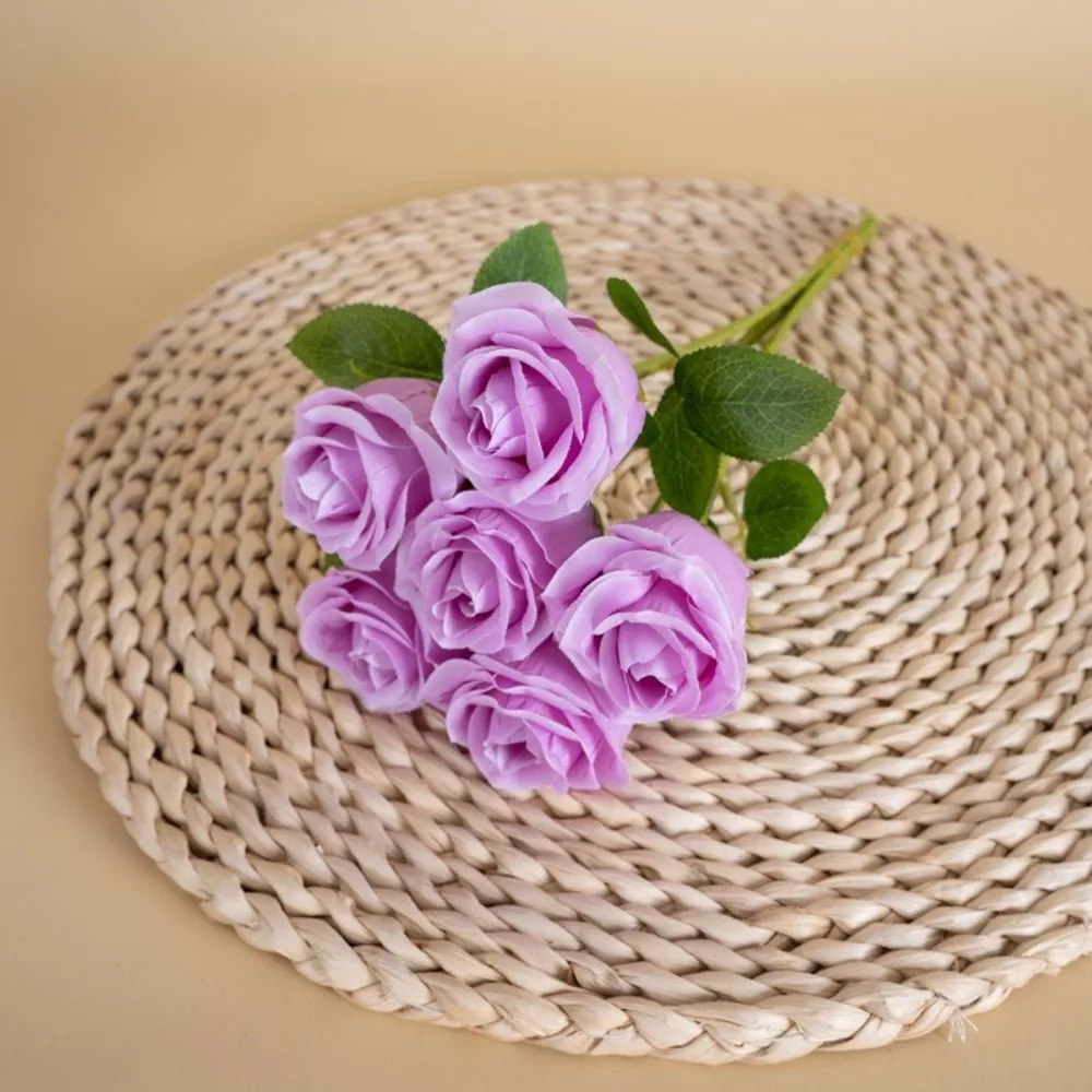 1pc Silk Rose Simulated Rose Bouquet Small Bundle DIY Floral Materials Simulation Flowers Realistic Soft Home Decoration