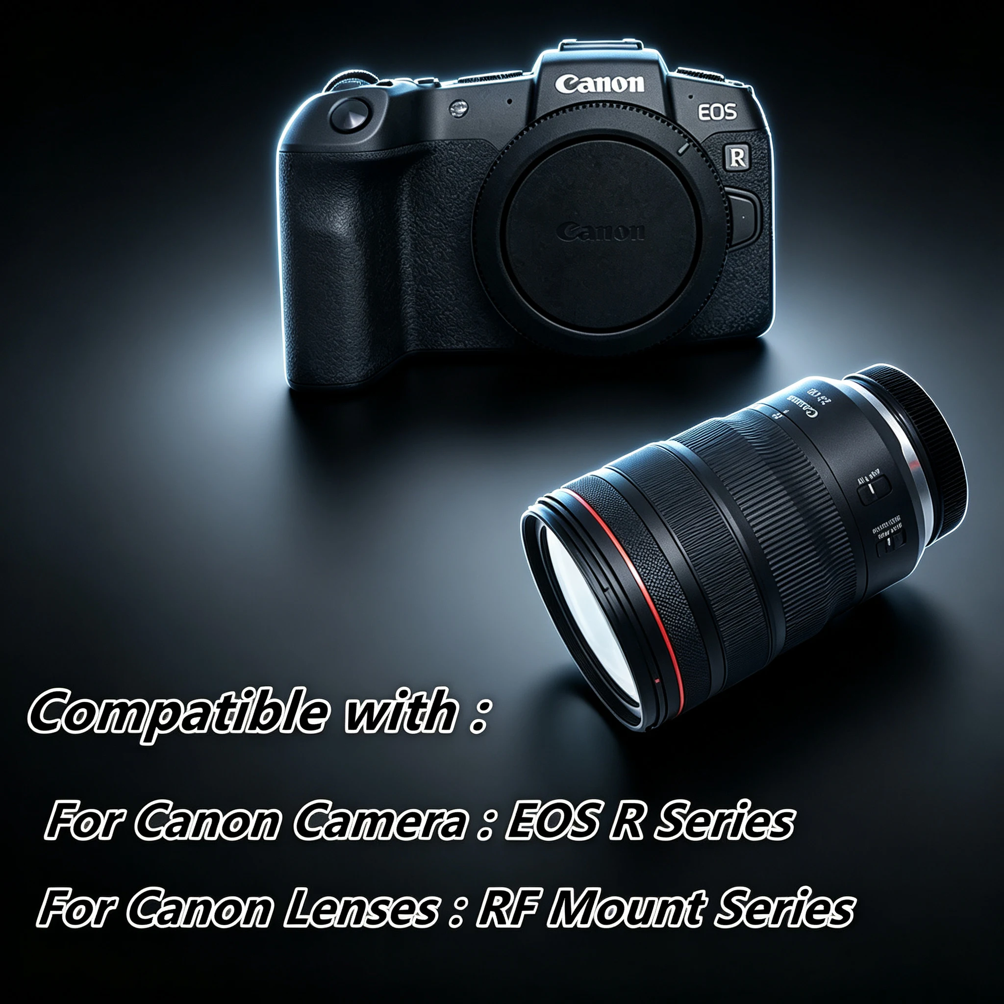 RF Mount Body & Rear Lens Cap Set for Canon EOS R50 R100 R5 R6 Mark II R5c R7 R8 RP. Dustproof Sensor Protector Kit.