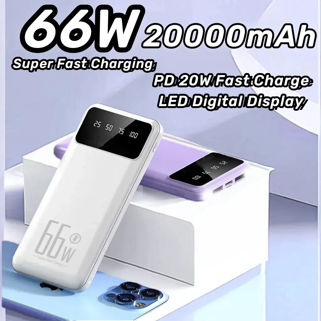 

20000mAh Mobile Power Bank Super Fast Charging 66W Portable EXternal Battery Charger Powerbank For iPhone Samsung Huawei