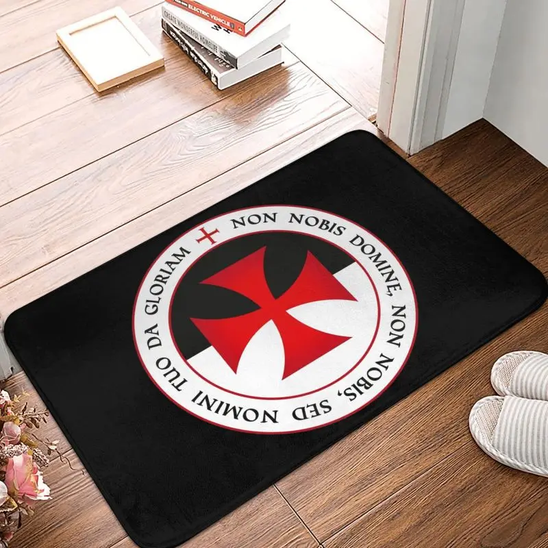 Knights Templar Cross Floor Door Kitchen Bathroom Mat Anti-Slip Christian Crusader Seal Doormat Living Room Entrance Rug Carpet