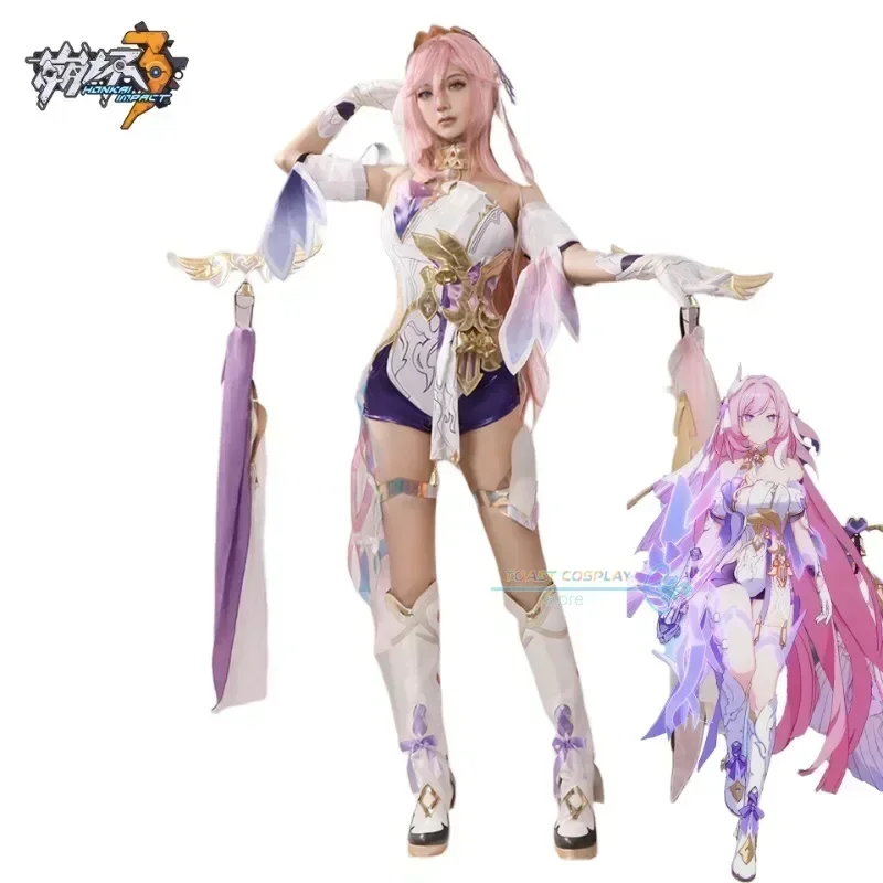 Honkai cosplay jogo honkai impacto 3: elysia herrscher do ego humano feminino cosplay traje peruca sapatos conjunto completo festa sexy ternos