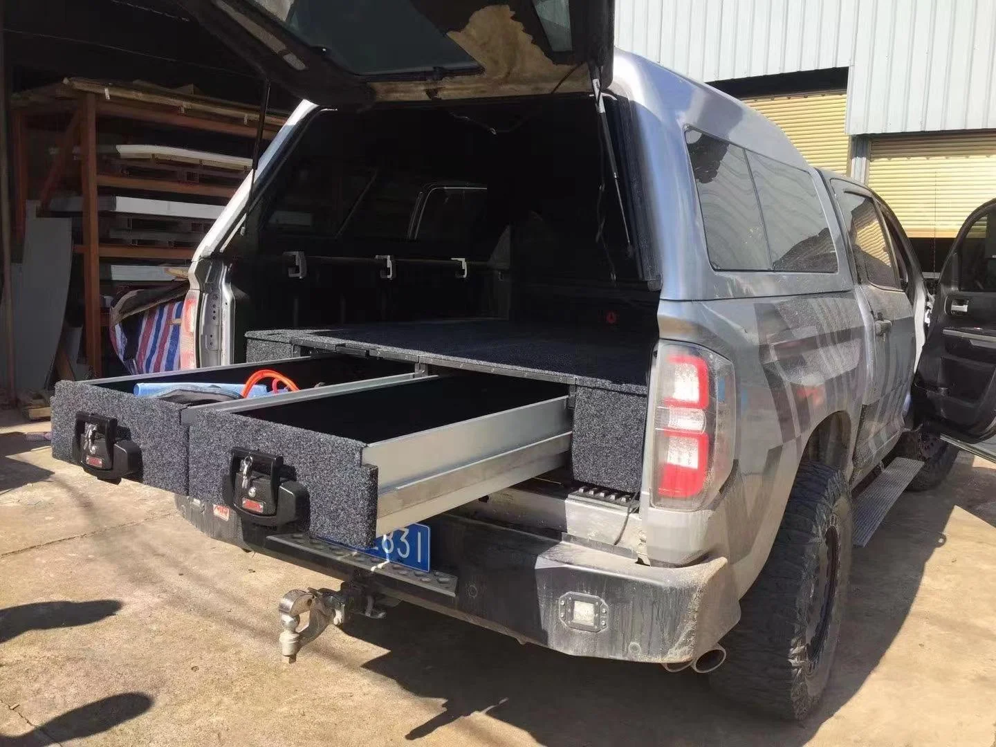 مخصص شاحنة بيك اب الشريحة خارج تخزين Suv صندوق أسود 4Wd سيارة الخلفي مقاوم للماء Ute أدراج F150 نظام الدرج الخلفي #5