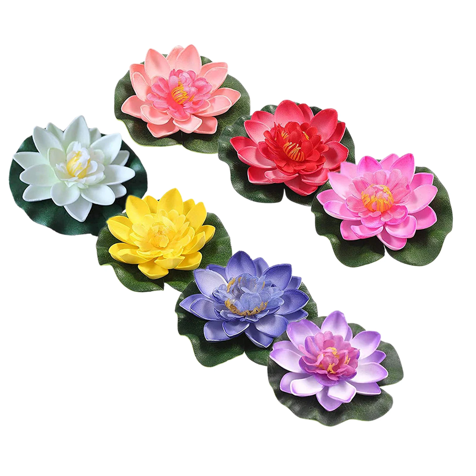 

7pcs Artificial Lotus Decor Realistic Floating Leaves For Pool Pond Fish Tank Fountain Hydroponics Fake Lotus Water Surface