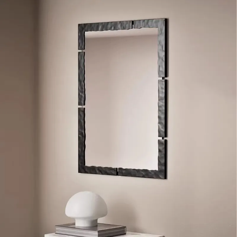 Creativity Art Design Bedroom Decoration Wall-Mounted Mirror Retro Style Hotel Bathroom Customization Black Wooden-Framed Mirror