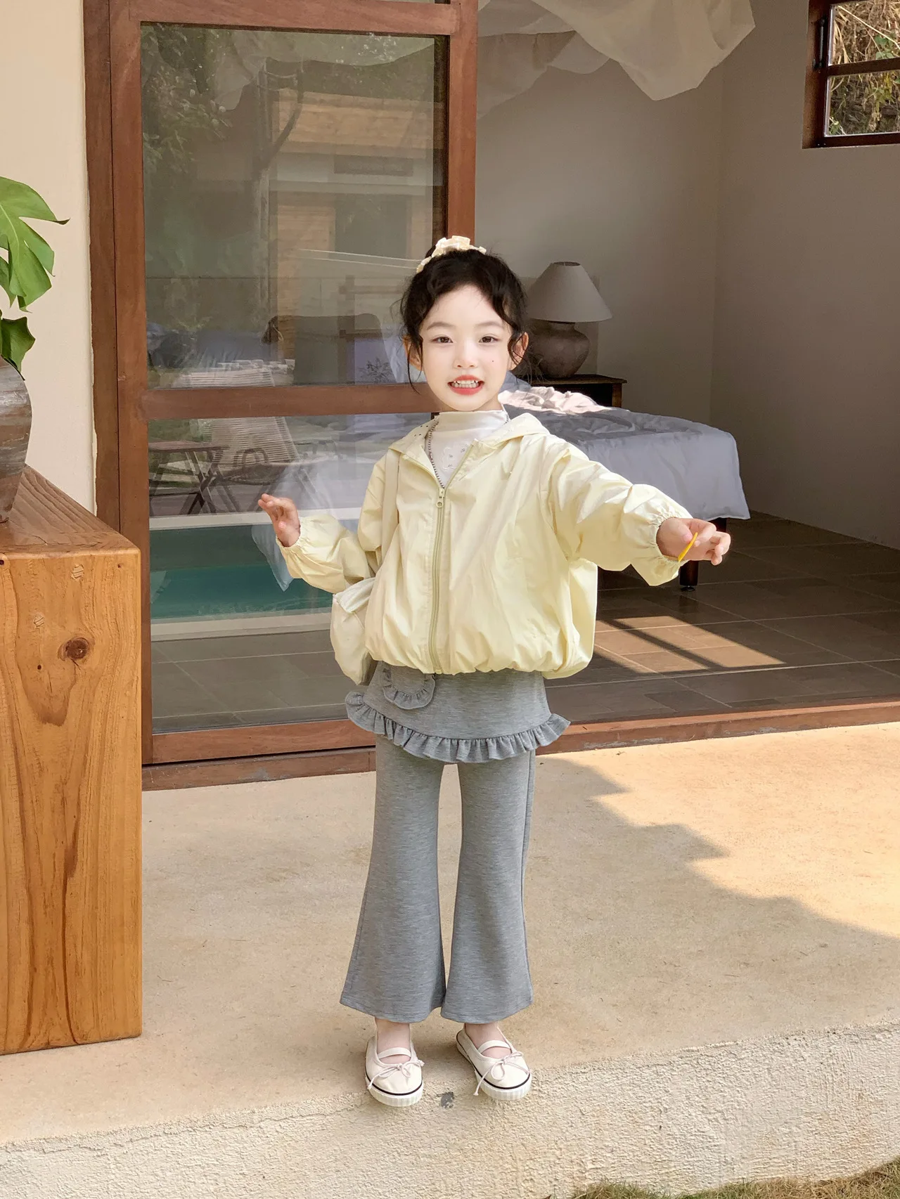 Girls Zipper Jacket 2026 Spring New Hooded Jacket Girls Fashion Cardigan Underpants