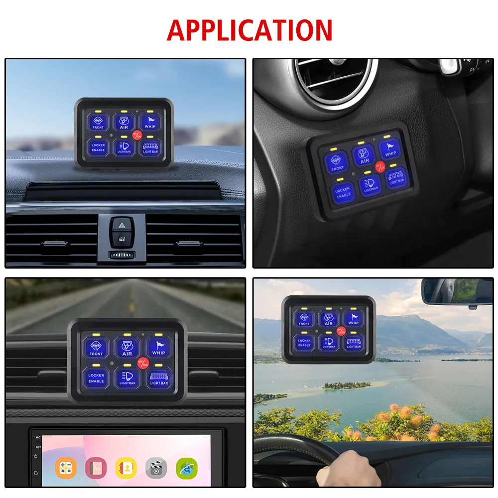 12V 6 Gangs Control Panel Combination Switch Car LED Switch Panel On Off Switch Light Switches Light Senstive Car accessories