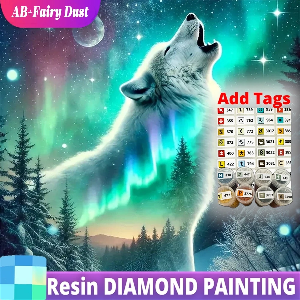

Смола AB Фея Пыль Полный Квадратный Круглый Алмазная Вышивка Волк Животное Новое Прибытие Картина Зима DIY Мозаичный Декор Для Дома