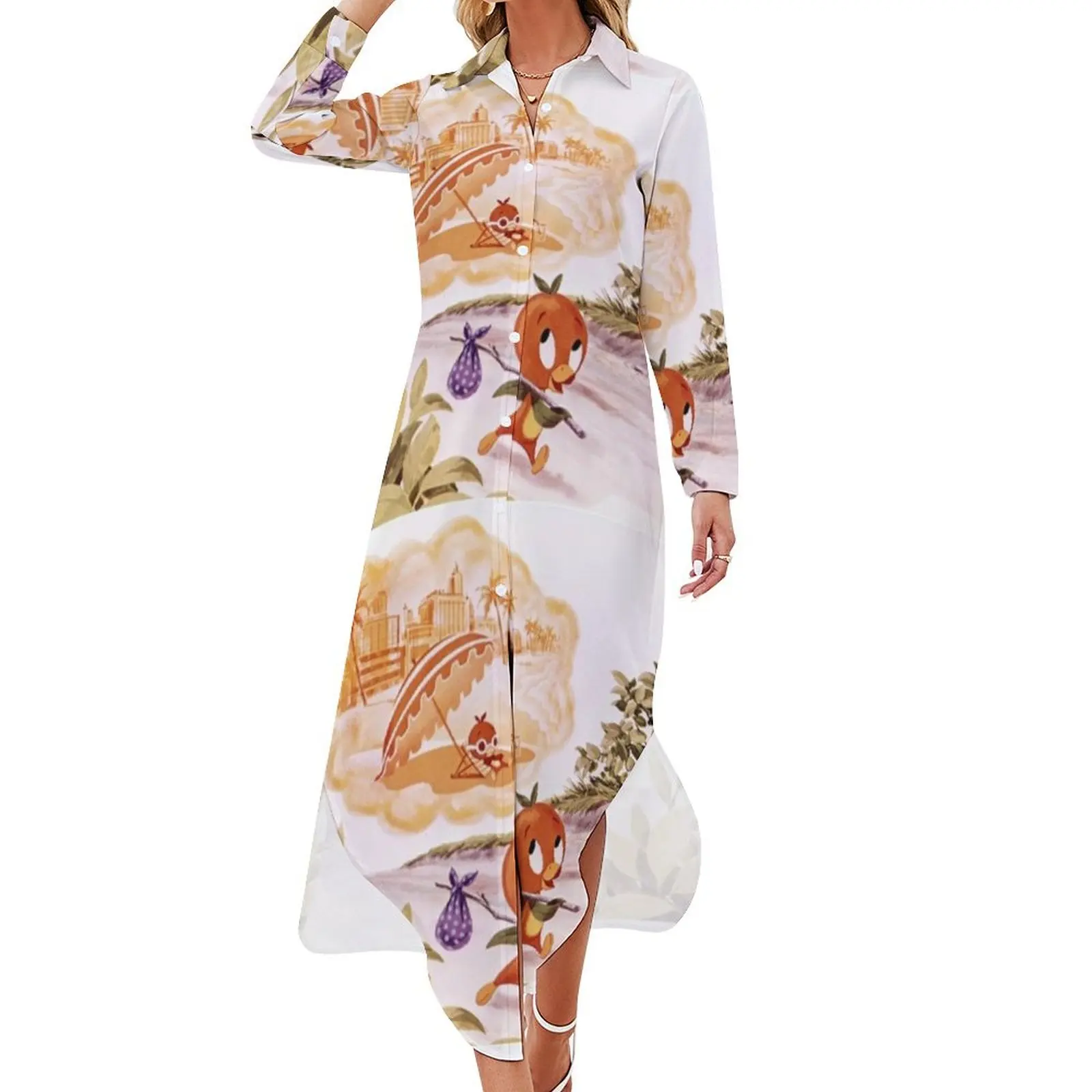 

Headed For Fun In The Sun Long Sleeved Shirt Dress summer dress women 2024 woman dress women