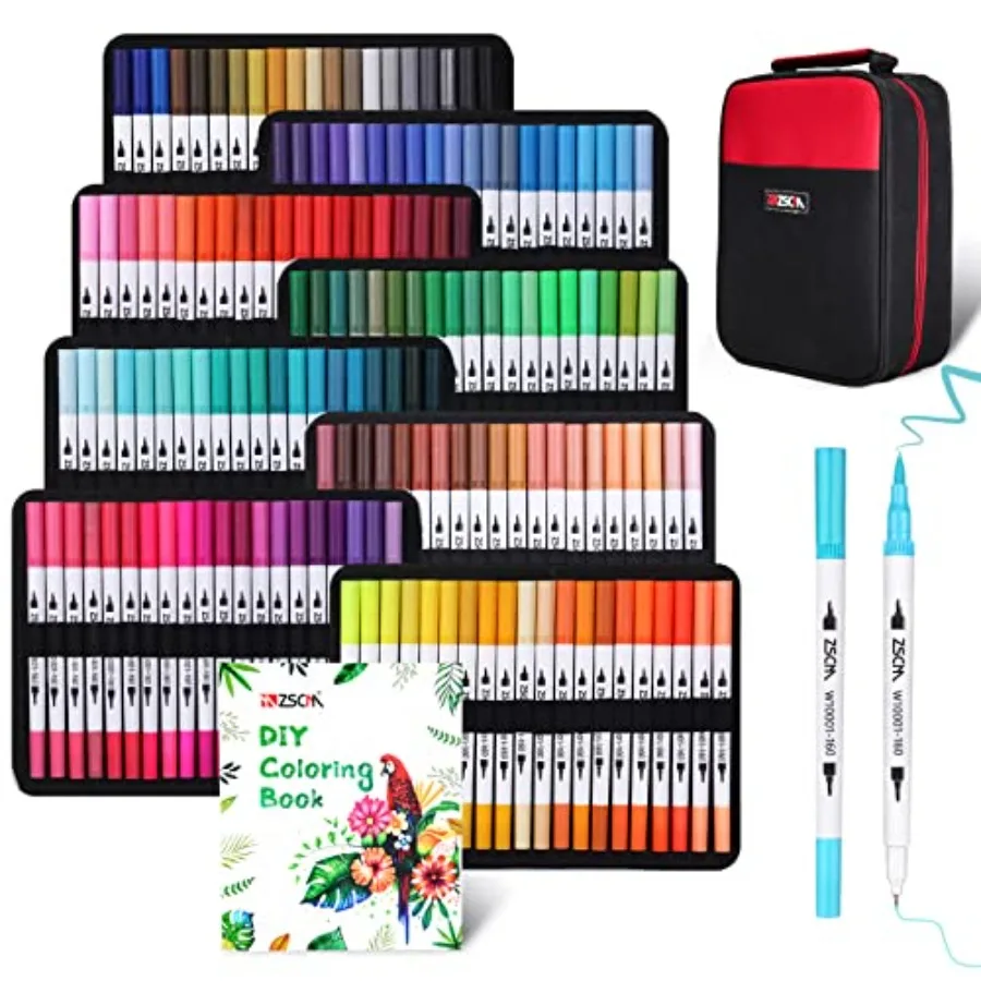 

ZSCM Duo Tip Brush Markers Art Pen Set Artist Fine and Brush Tip Colored Pens for Adult Coloring Books Christmas Cards Drawing