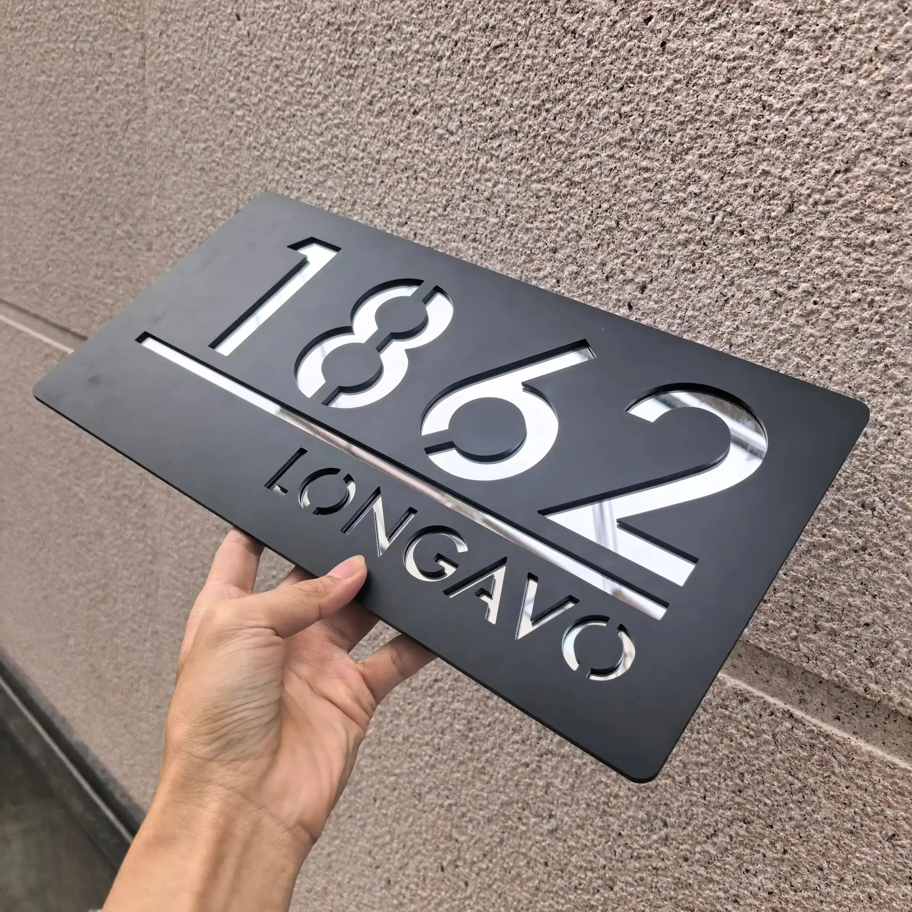 Customized Laser Cut House Number Plate Modern Residential Street Address Sign Large Acrylic House Numbers Outdoor Home Decor