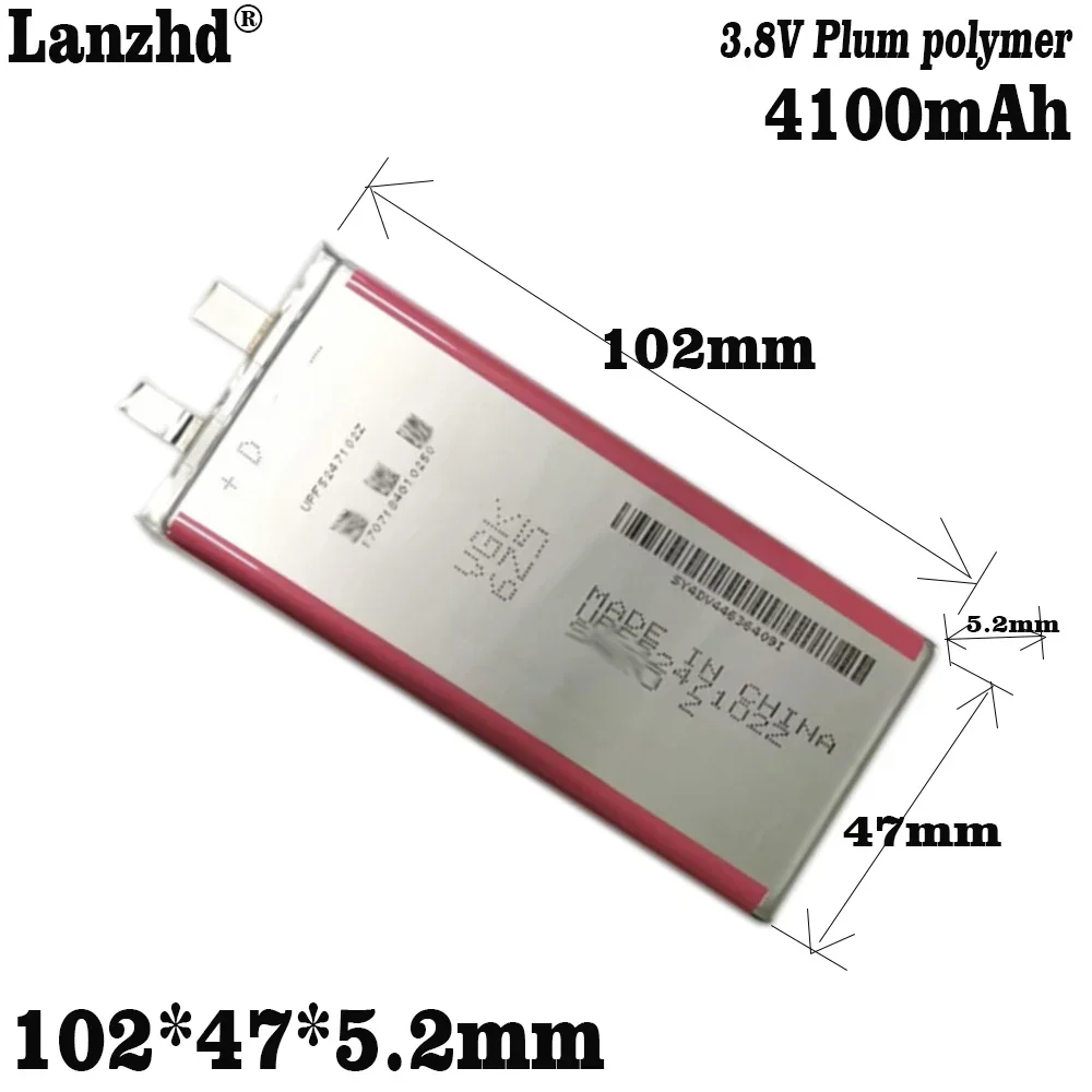 

102*47*5mm 3.7V polymer lithium battery For Wireless bluetooth keyboard LED light GPS positioning battery 5247102 4100mAh