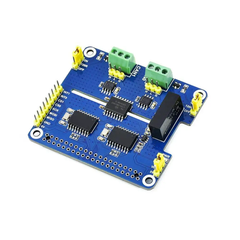 Dual-Channel Isolated CAN Bus Expansion Board For Raspberry Pi Multi-board Protection Circuit MCP2515 + SN65HVD230 Dual Chip