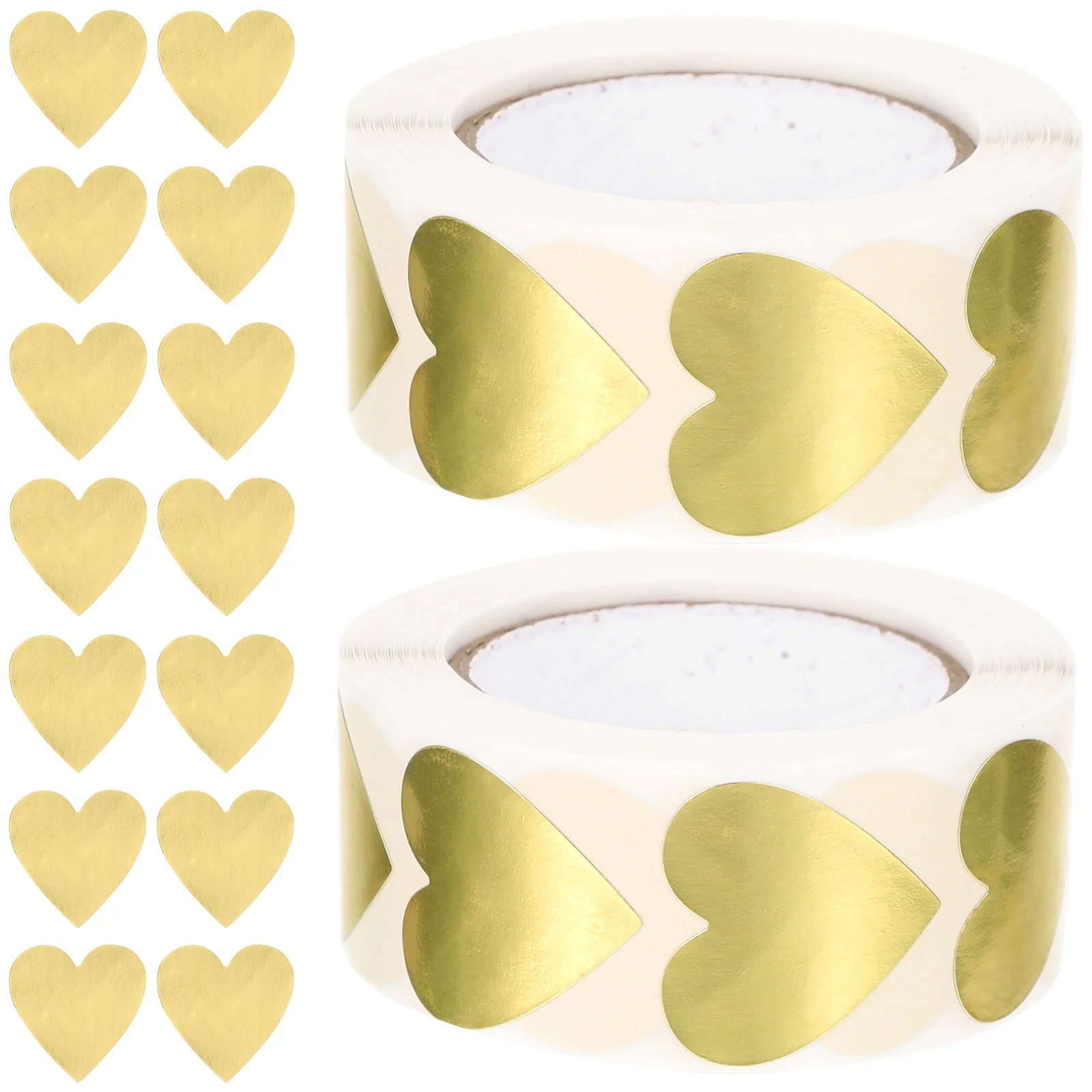 

2 Rolls off Heart Seal Circle Stickers Multi-function Transparent Golden Sealing for Packaging Scrapbook