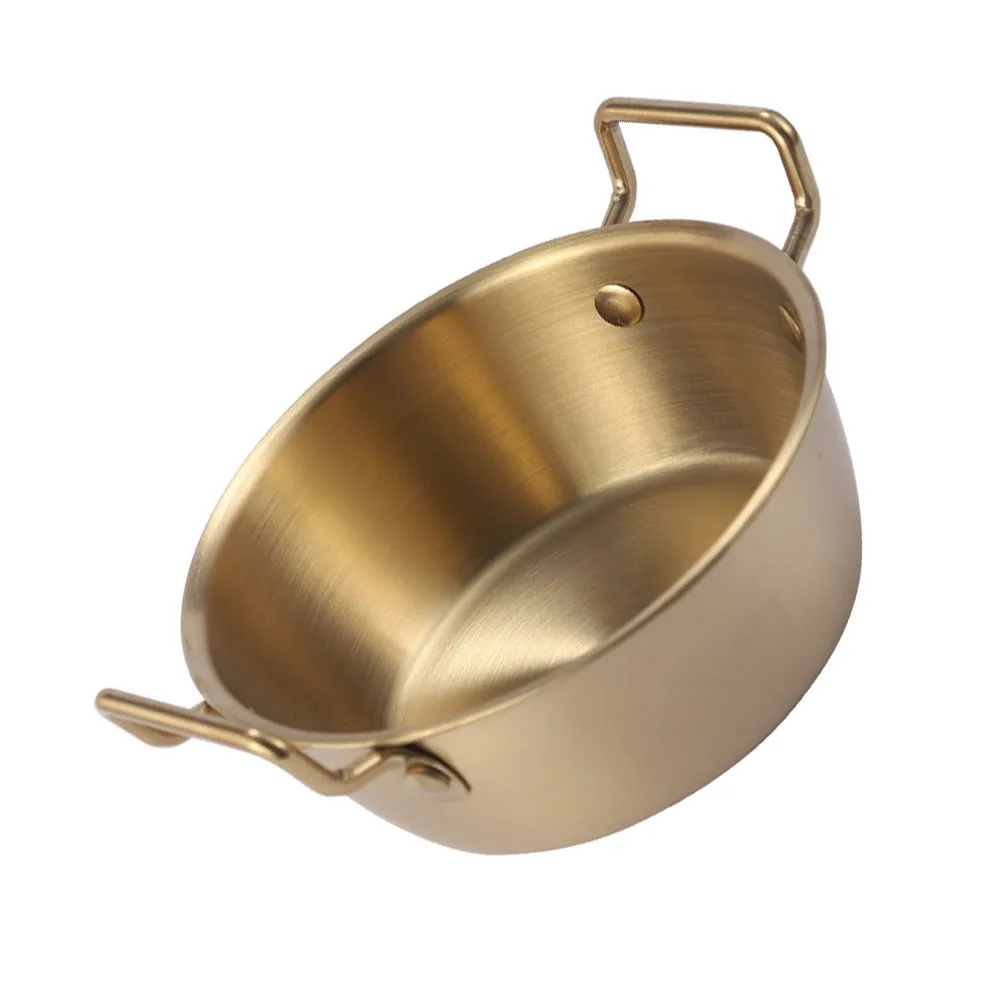 

Stainless Steel Bowl Golden Metal Salad Bowl Food Storage Frying Snack Holding Round Compact Design Home Kitchen Dining